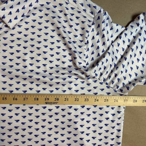 LRD Performance Golf Polo Shirt Mens 2XL White Eagle All Over Print Casual - Picture 2 of 7